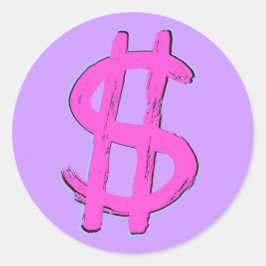 Roze dollaire tekening ronde sticker