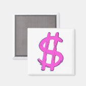 Roze dollarteken magneet (Voorkant / Achterkant)