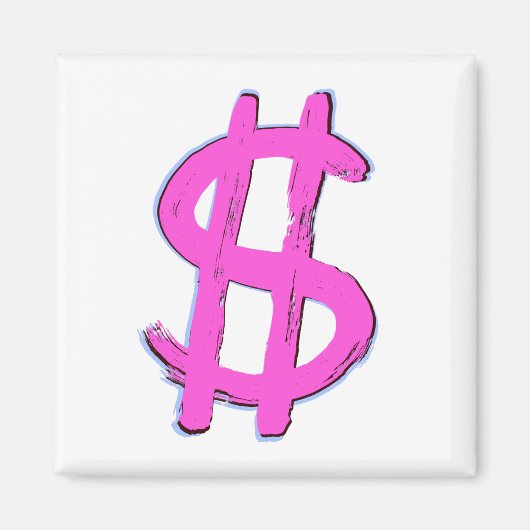 Roze dollarteken magneet (Voorkant)