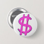 Roze dollarteken ronde button 5,7 cm (Voorkant /achterkant)