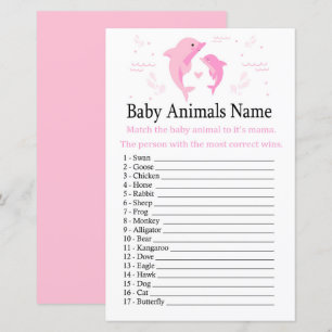 Roze Dolphin Baby Animals Naam Game