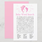 Roze Dolphin Baby shower Word Search Game (Voorkant / Achterkant)