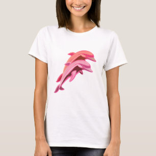 Roze Dolphin Design Dames T-Shirt