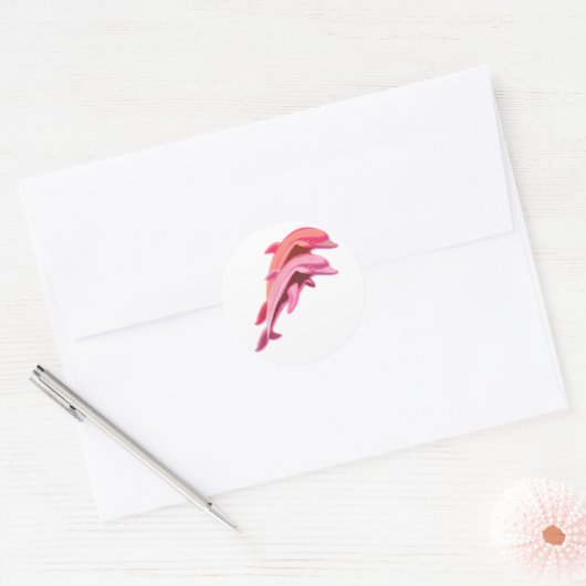Roze Dolphin Design Sticker (Envelop)