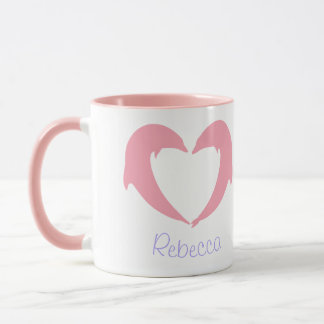 Roze Dolphin Heart Silhouette Mok met twee toonaan