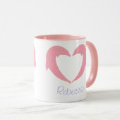 Roze Dolphin Heart Silhouette Mok met twee toonaan (Voorkant rechts)