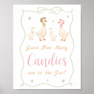 Roze Domme Gans Baby Shower Raad Hoeveel Poster