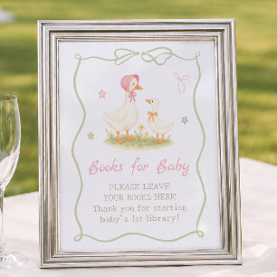 Roze Domme Gans Babyshowerboeken voor Baby Poster