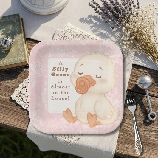 Roze Domme Gans Papieren Bordje