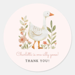 Roze Domme Gans Verjaardag Ronde Sticker