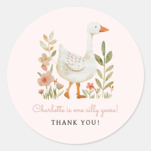 Roze Domme Gans Verjaardag Ronde Sticker