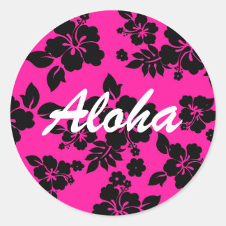 Roze Donker Hawaïaans Ronde Sticker
