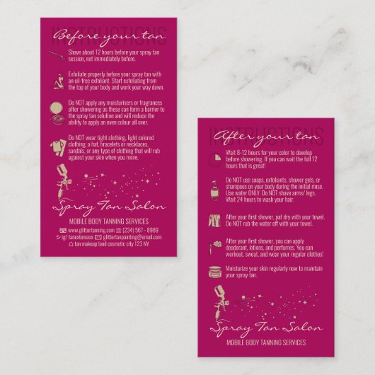 Roze donker voor na de injectie van de spuit. visitekaartje (Voorkant / Achterkant)