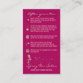 Roze donker voor na de injectie van de spuit. visitekaartje (Achterkant)