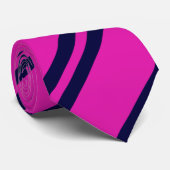 Roze Donkerblauw Gestreept patroon Stropdas (Opgerold)
