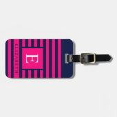  roze donkerblauw marineblauw kleurlijnen bagagelabel (Voorkant horizontaal)