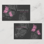 Roze & Donkere Elegante Modern van de vlinder Visitekaartje (Voorkant / Achterkant)