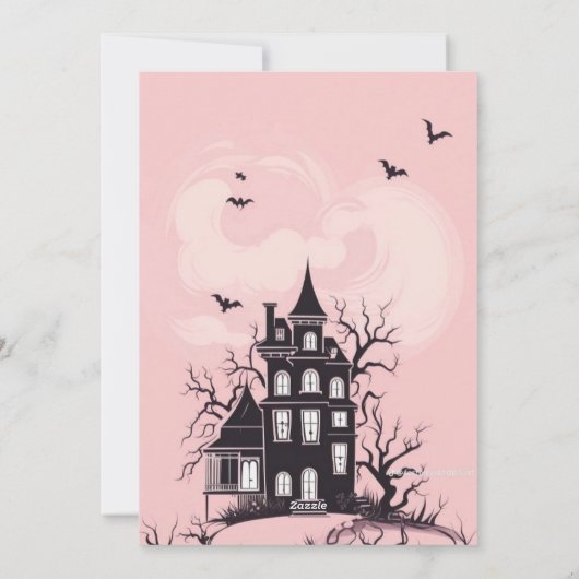 Roze Donkere Enge Halloweenkaart Feestdagenkaart (Achterkant)