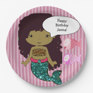 Roze, donkere, gevlekte zeemeerminnende Borden van Papieren Bordje