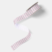 Roze, donkergrijs wit groot Chevron ZigZag patroon Satijnen Lint (Achterkant)