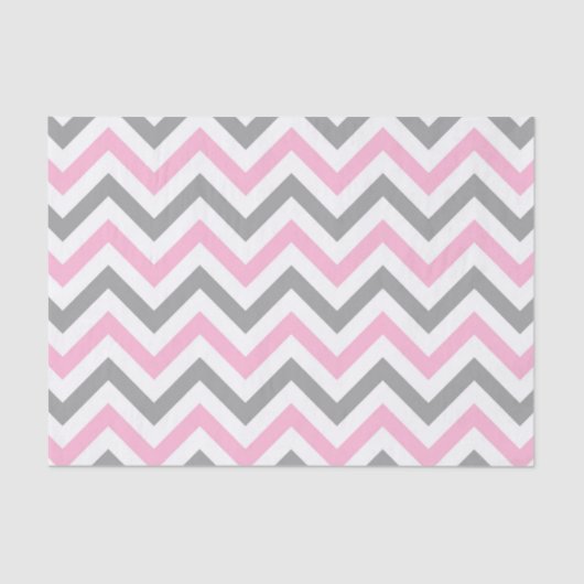 Roze, donkergrijs wit groot Chevron ZigZag patroon Tissuepapier (Voorkant)