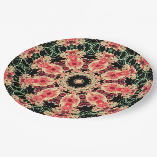 Roze & Donkergroen Fractal Kaleidoscoop Bord (Gekanteld)