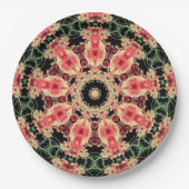 Roze & Donkergroen Fractal Kaleidoscoop Bord (Voorkant)
