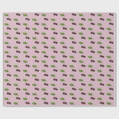 roze donkerrode kersenpatroon cadeaupapier (Vlak)
