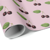 roze donkerrode kersenpatroon cadeaupapier (Rol Hoek)