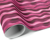 Roze & Donkerroze Waterverf Wavy Lines Cadeaupapier (Rol Hoek)