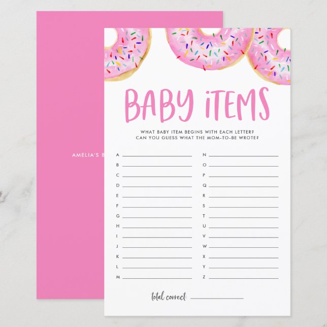 Roze donkers raden het Baby Baby shower spel (Voorkant / Achterkant)