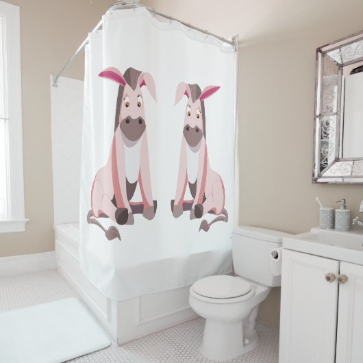 Roze Donkey Douchegordijn - (In situ)