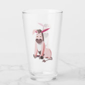 Roze Donkey Fun Child Glass - Schilderen Glas (Achterkant)
