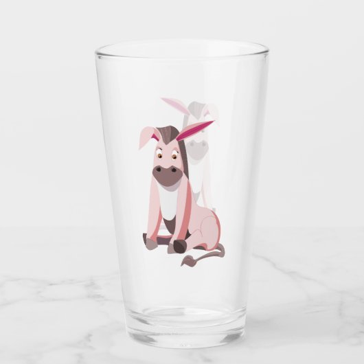 Roze Donkey Fun Child Glass - Schilderen Glas (Voorkant)