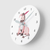 Roze Donkey Fun Wall klok - Schilderen (Hoek)