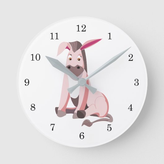 Roze Donkey Fun Wall klok - Schilderen (Voorkant)