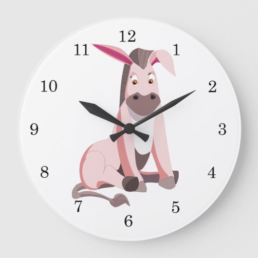 Roze Donkey Grote Klok (Voorkant)