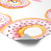 Roze donut 1st verjaardagsfeestje welkomstteken poster (Hoek)