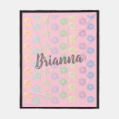 Roze donut Aangepaste naam Medium Fleece Blanket Deken (Voorkant)