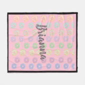 Roze donut Aangepaste naam Medium Fleece Blanket Deken (Voorkant (Horizontaal))