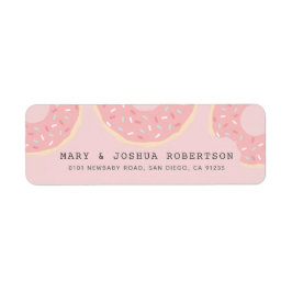 Roze donut adreslabel etiket