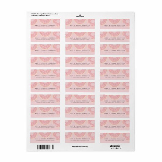 Roze donut adreslabel etiket (Full Sheet)