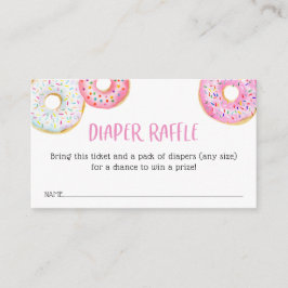 Roze Donut Baby Luier Raffle Ticket Informatiekaartje