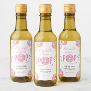 Roze Donut Baby Pop als ze Pop Wijn Etiket
