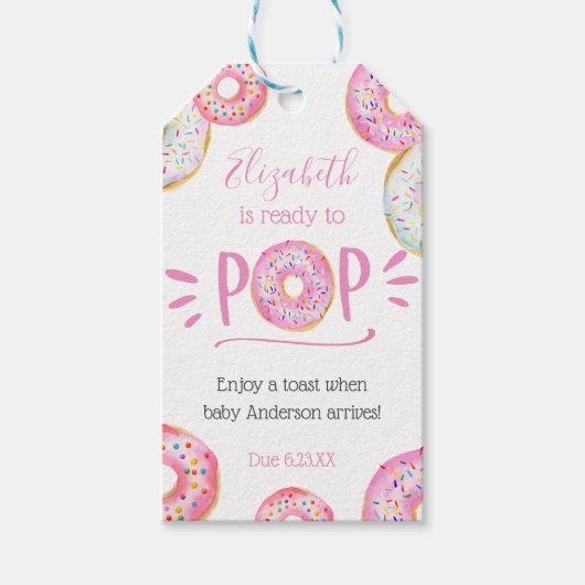 Roze Donut Baby Pop het Wanneer Ze Poppen Cadeaulabel (Voorkant)