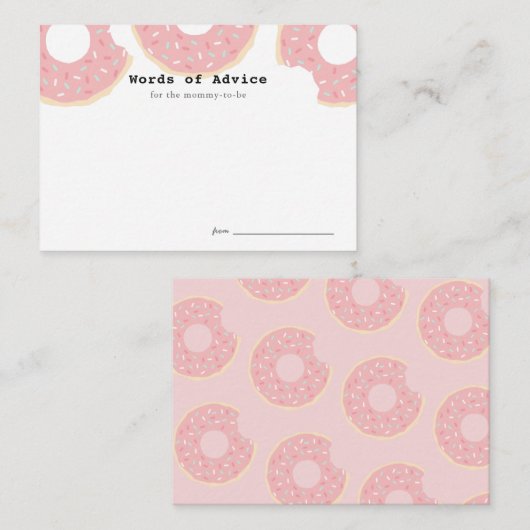 Roze Donut Baby shower Advies Kaarten (Voorkant / Achterkant)