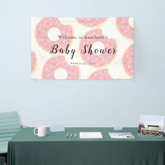 Roze Donut Baby shower Banner (Beurs)