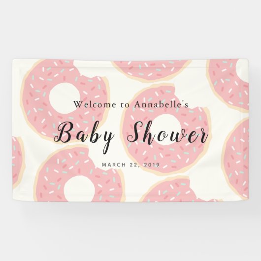 Roze Donut Baby shower Banner (Horizontaal)