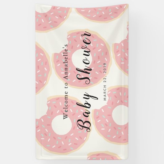 Roze Donut Baby shower Banner (Verticaal)