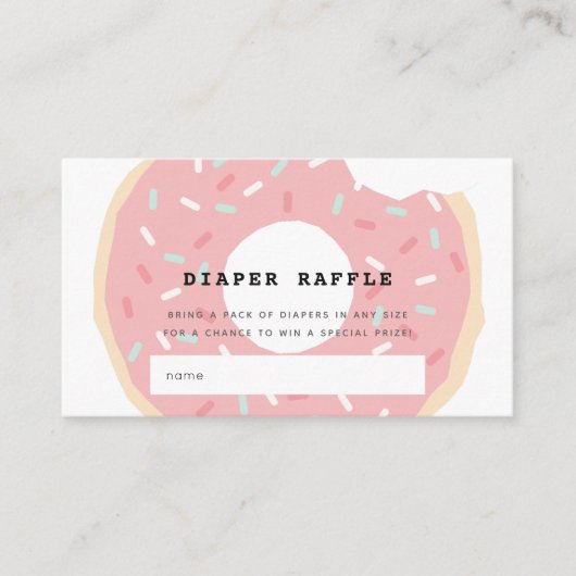 Roze Donut Baby shower Luier Raffle Ticket Informatiekaartje (Voorkant)